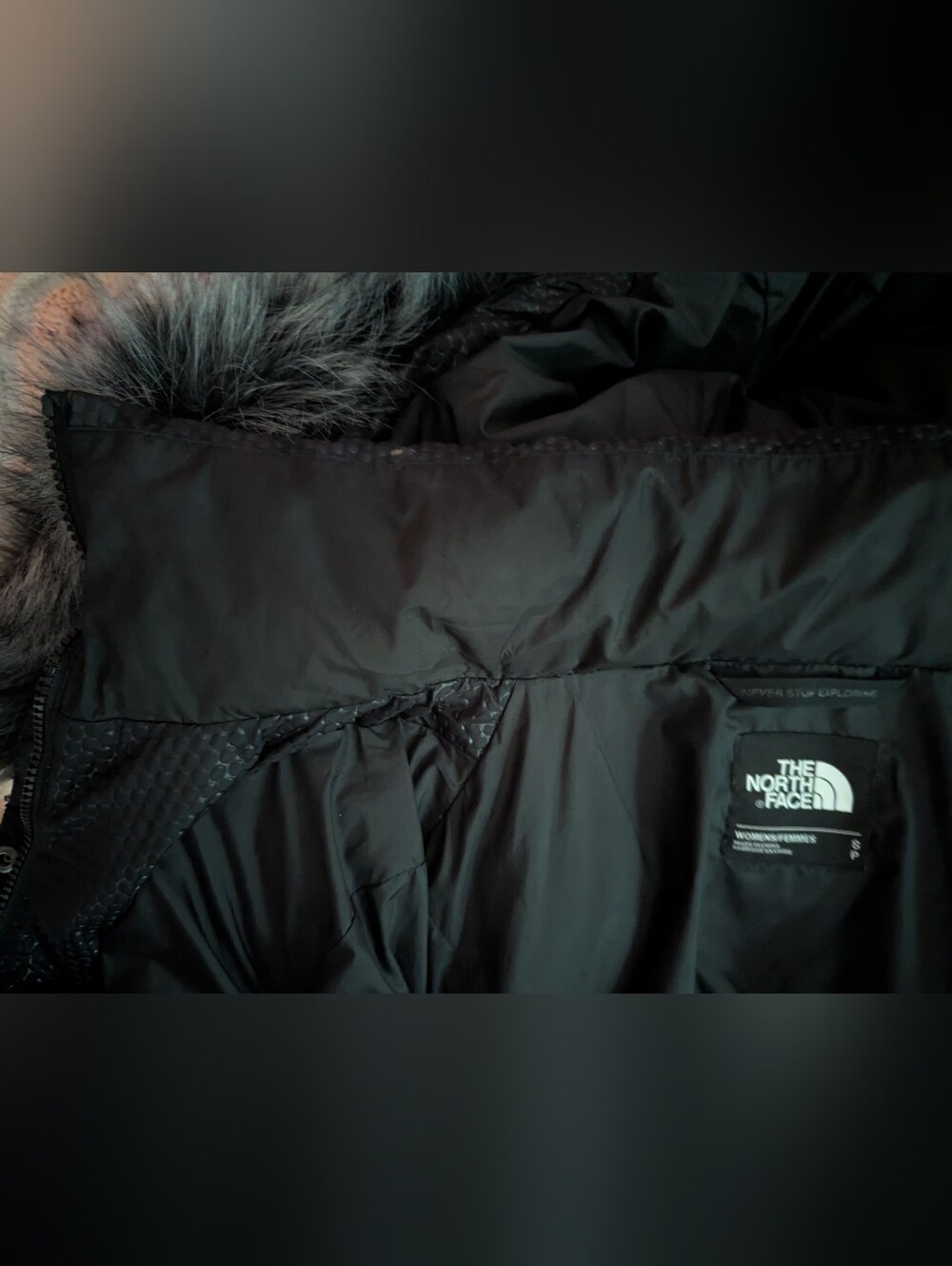 The North Face Hey Mama Parkina Down Parka Black Faux Fur Hood S - Picture 5 of 7